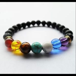 7 Chakra Bracelet Natural Lava Rock Essential Oil Diffuser Yoga Energy Bracelets